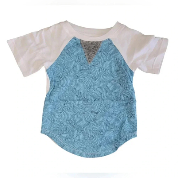 NWT Miki Miette Blue Leaf Pattern T Shirt Size 6 Months - Picture 1 of 6